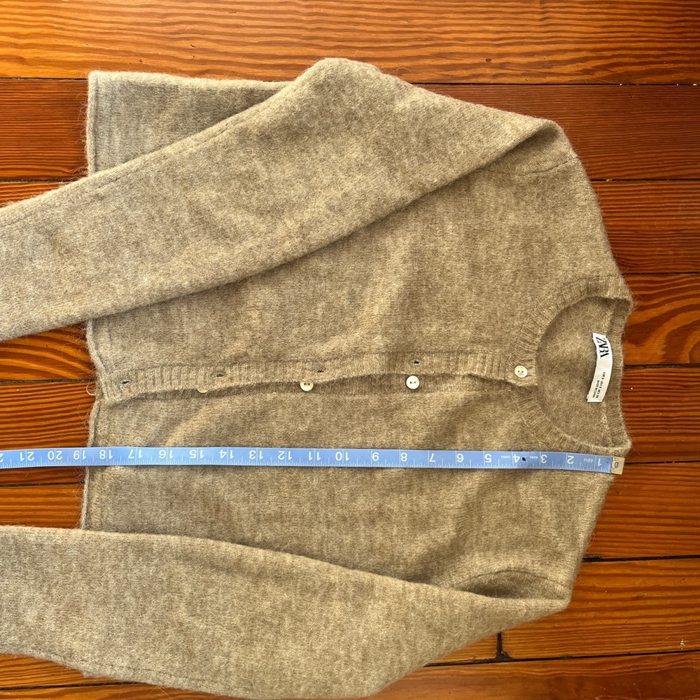 Zara Tan Cardigan Sweater with Classic Design